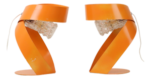 Vintage Orange Table Lamps in Molded Metal, 1960s, Set of 2