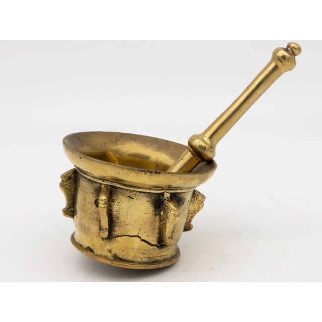 Antique Vintage Brass Mortar and Pestle For Sale In New York - Image 6 of 6