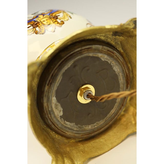 Renaissance Revival Italian Majolica Table Lamps, 1890, Set of 2 For Sale - Image 6 of 18