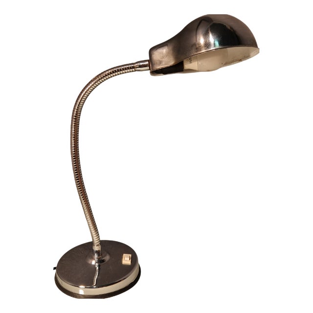 Contemporary Chrome Tubular Table Lamp with Rotating Light, 1990s For Sale