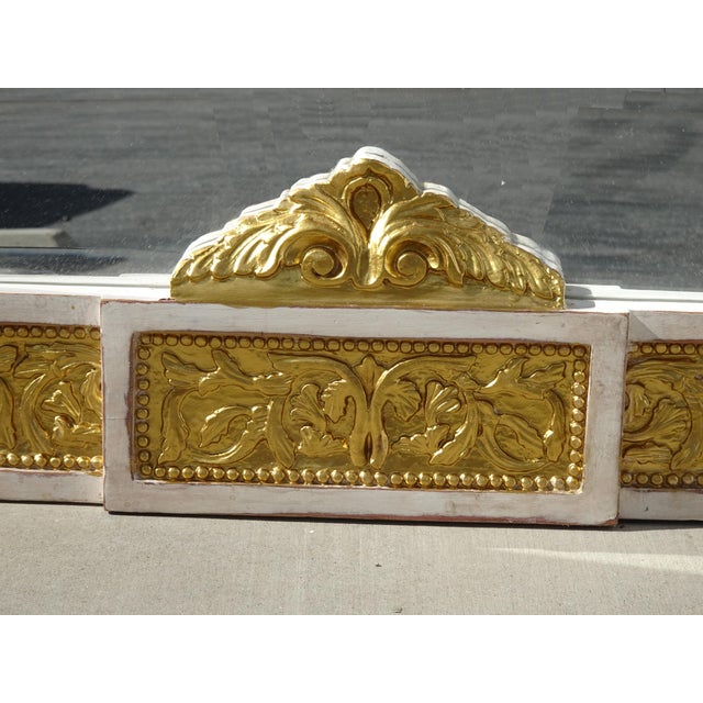 Antique French Louis XVI Baroque Style Solid Wood Gold & White Rustic Mirror For Sale - Image 17 of 18