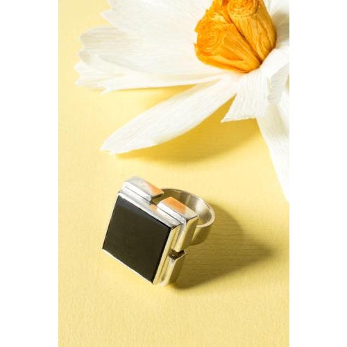 Metal Silver and Onyx Ring by Helge Narsakka, 1963 For Sale - Image 7 of 7