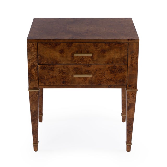 Kai 24 in. W Rectangular Burl Wood 2 Drawer End Table, Traditional Burl For Sale In Chicago - Image 6 of 11