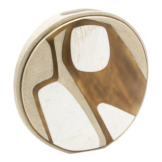Modern Vase in Shagreen With Mother of Pearl and Brass Details by R&y Augousti For Sale