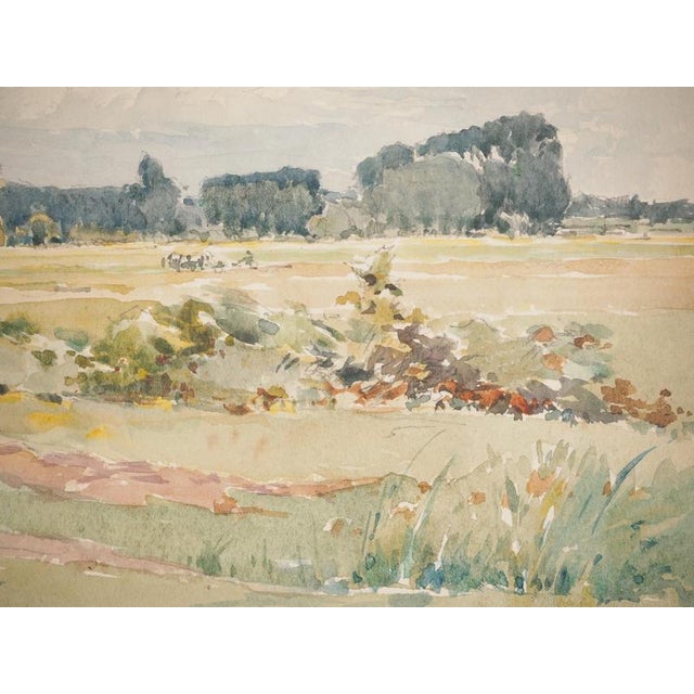 René Leverd, Fields at Rest, Watercolor For Sale - Image 5 of 7