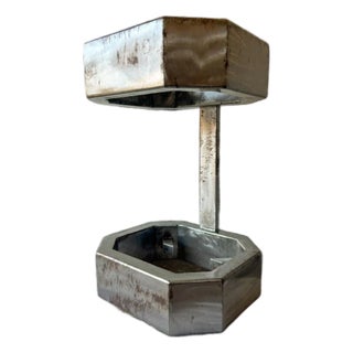 Brutalist Cantilevered Steel Octagonal Pedestal Table For Sale