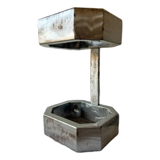 Brutalist Cantilevered Steel Octagonal Pedestal Table For Sale