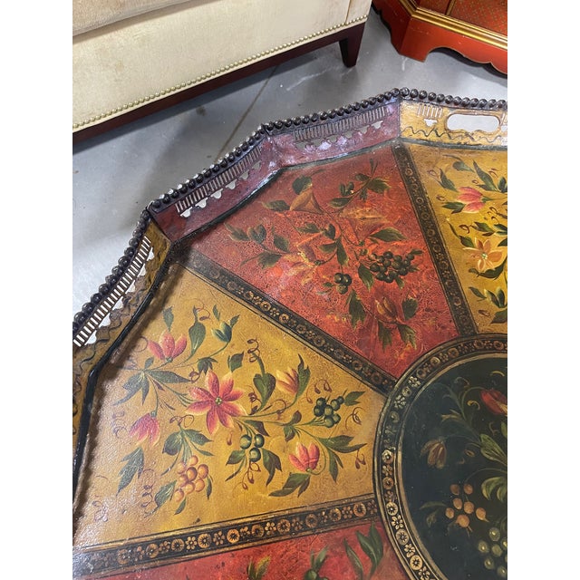 Late 19th Century Antique Tole Tray on Stand For Sale - Image 5 of 8
