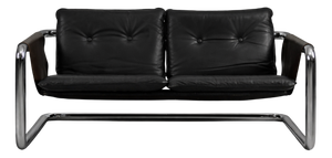 Vintage Bauhaus Tubular Metal & Leather Sofa, 1950s