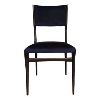 1950’s Vintage Carlo De Carli Blue Velvet Dining Side Chair For Sale
