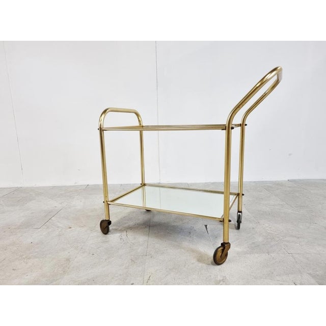 Vintage Brass Drinks Trolley, 1960s For Sale - Image 9 of 12