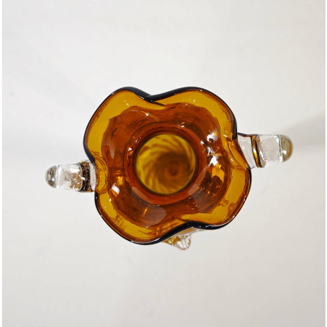Mid-Century Modern Two-Handled Amber Murano Glass Vase, Italy, 1950s For Sale - Image 9 of 18