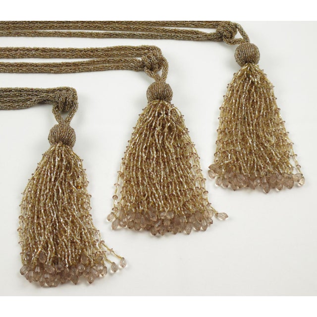 Art Deco Trio of Crystal Beads Curtain Tassel Tiebacks Retainers For Sale - Image 10 of 10