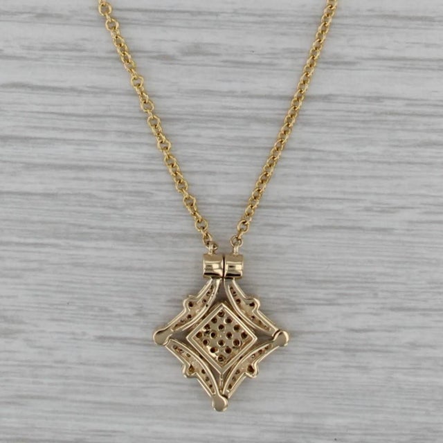 0.24ctw Yellow Diamond Pendant Necklace 14k Gold Convertible Shape Magnetic For Sale - Image 4 of 7