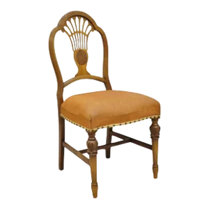 Mid 20th Century Vintage Joerns Bros Art Deco Walnut Fan Back Vanity Side Chair