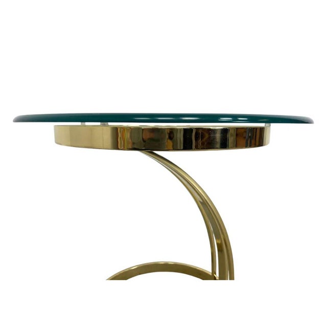 Mid-Century Modern Mid Century Modern Brass and Glass Milo Baughman Style Side Table For Sale - Image 3 of 4