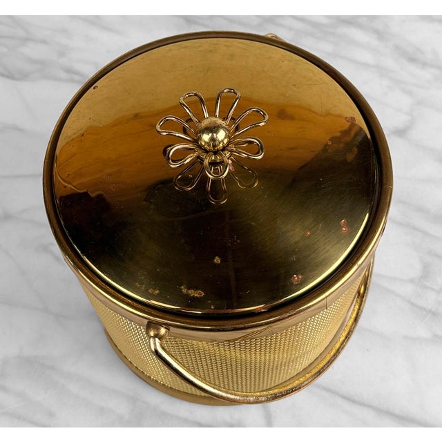 Metal Mid-Century Hollywood Regency Brass Ice Bucket For Sale - Image 7 of 12