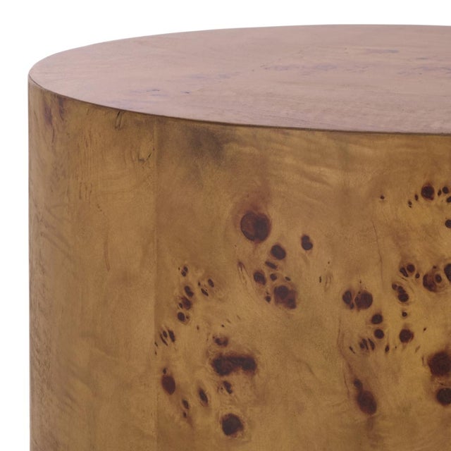 Spritely Home Siya Burl Round Accent Table in Brown For Sale - Image 4 of 6