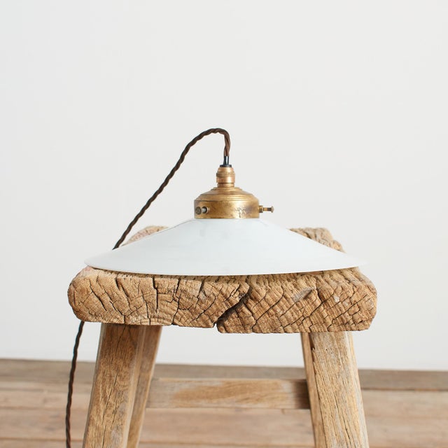 Antique French Coolie Milk Glass Pendant Light, 1920s For Sale - Image 6 of 7