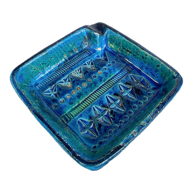 Vintage Bitossi Rimini Blue Ceramic Ashtray by Aldo Londi, Italy For Sale