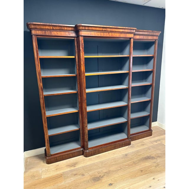 Brown Antique Open Breakfront Bookcase, 1870 For Sale - Image 8 of 13