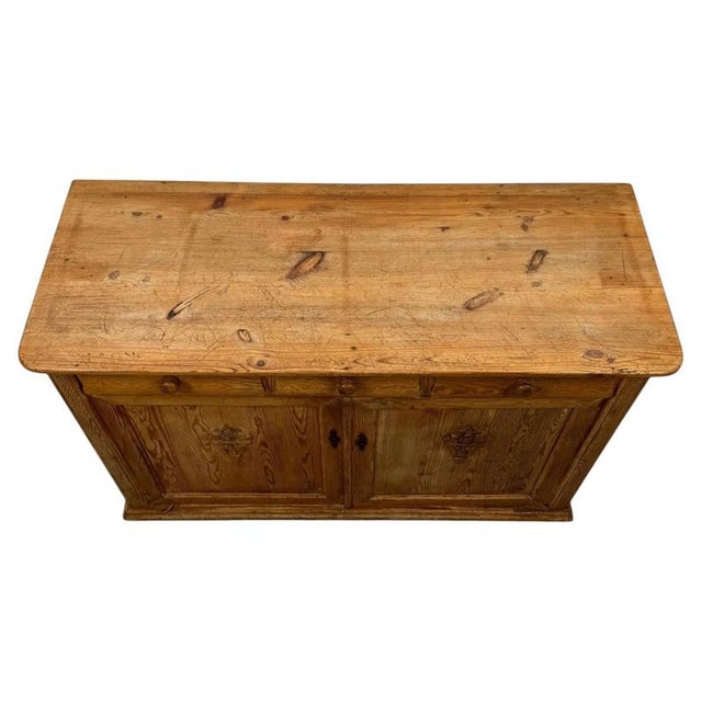 Antique English Victorian Pitch Pine Credenza, 1800s For Sale - Image 3 of 13