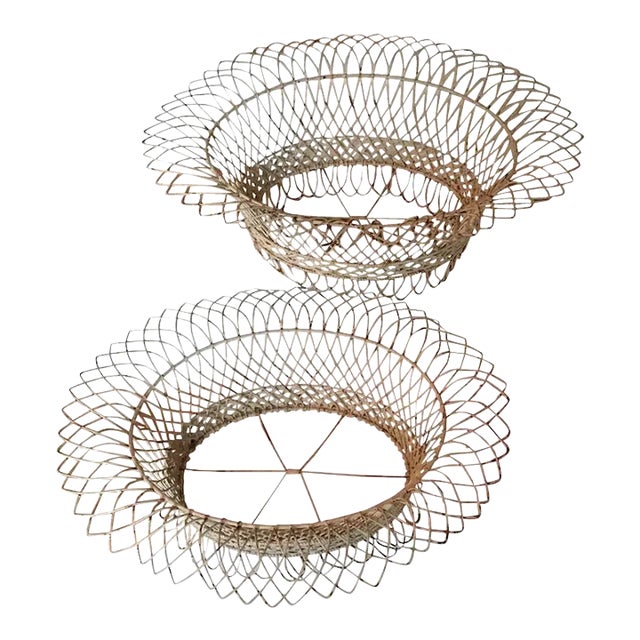 Antique 19th Century Victorian French Oval Wire Garden Baskets or Planters - A Pair For Sale