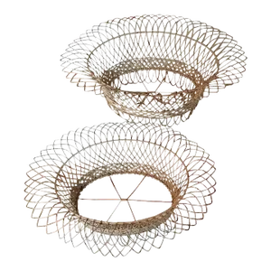 Antique 19th Century Victorian French Oval Wire Garden Baskets or Planters - A Pair