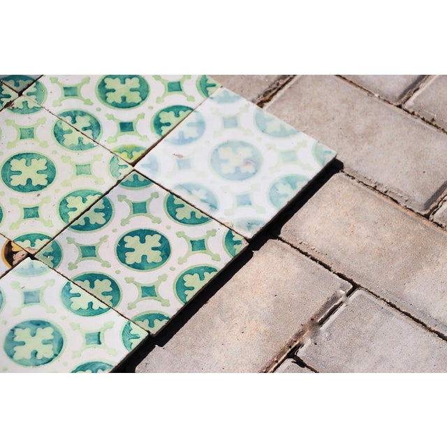 Late 19th Century Dark and Light Green Set of Nineteen Tiles, Portuguese For Sale - Image 13 of 16