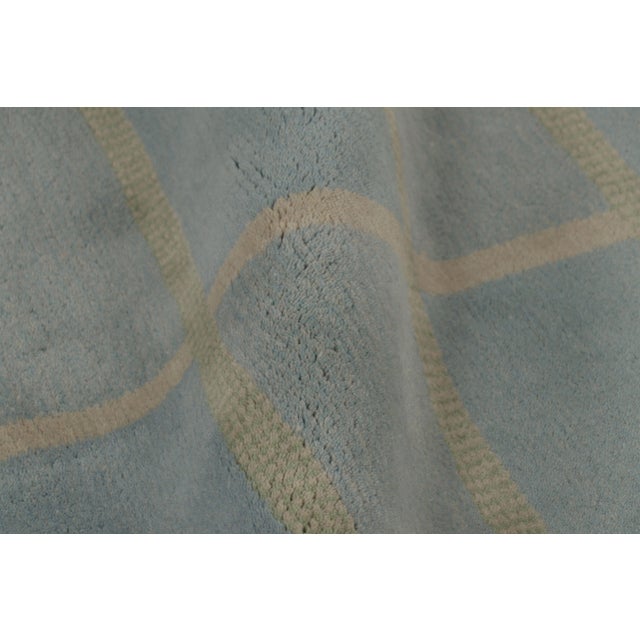 Textile Rug & Kilim’s Swedish Art Deco Inspired Rug in Dusty Blue With Geometric Pattern For Sale - Image 7 of 8