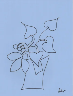 "1 Line Minimalist Botanic #10" Contemporary Original Ink Drawing by CL Auker