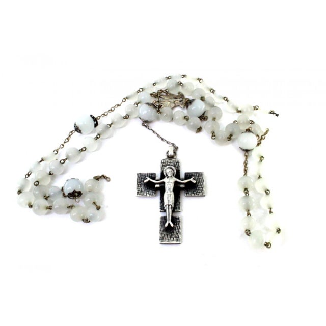 Silver Rosary with Glass Beads and Crucifix For Sale - Image 4 of 9