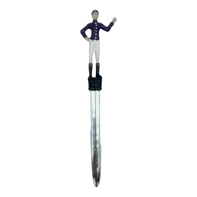 Vintage the "21" Club New York Nyc Restaurant Equestrian Jockey Letter Opener For Sale