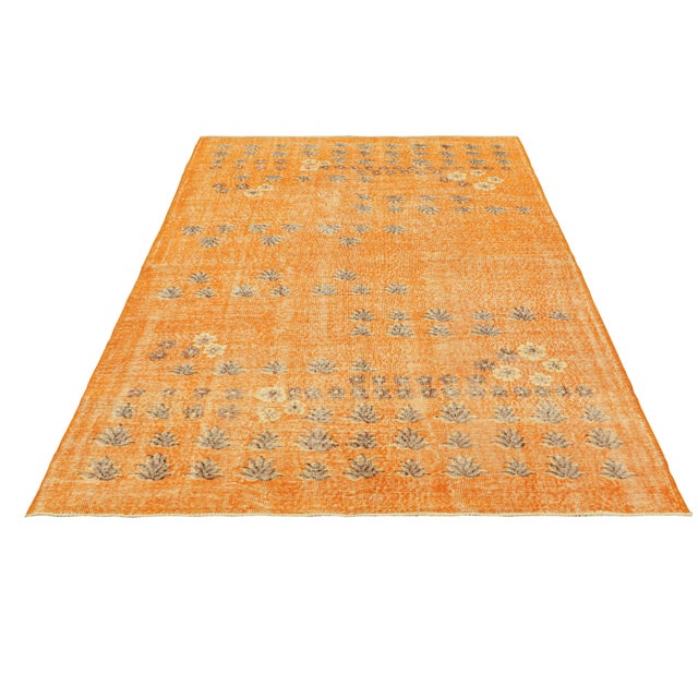 1960s Vintage Zeki Müren Rug in Orange, With Floral Patterns, From Rug & Kilim For Sale - Image 5 of 7