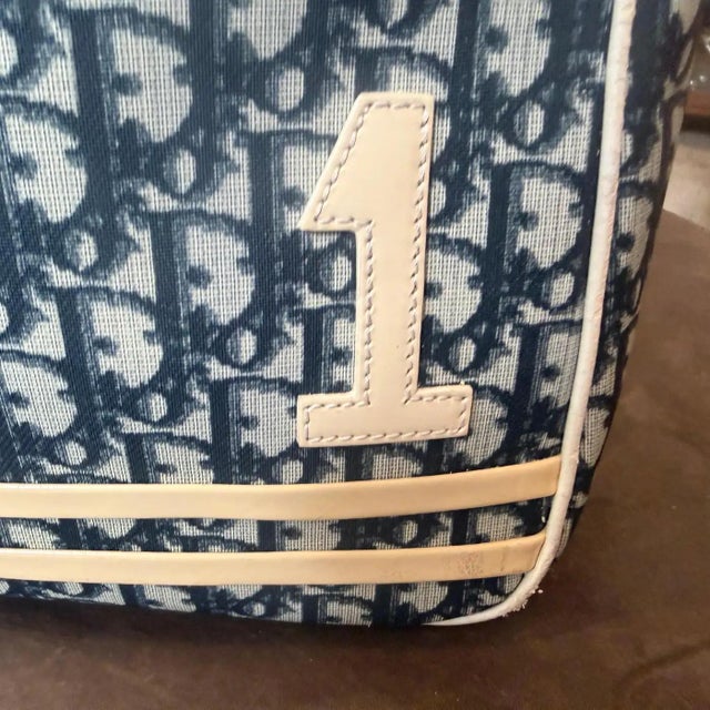 2000s Christian Dior Oblique Monogram Navy Blue Crossbody Bag For Sale - Image 17 of 18