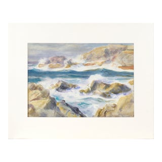 Rocky California Seascape in Watercolor on Paper by Paul Dougherty For Sale