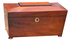 19th Century Mahogany Tea Caddy With Divided Interior