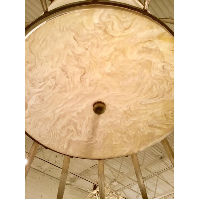 Currey & Company Currey & Co. Asian Modern Solene White and Silver Chandelier For Sale - Image 4 of 5