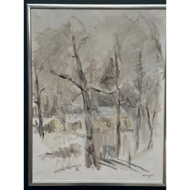 Kj. Shemlot, Winter Trees, 1980, Oil Painting on Canvas, Framed For Sale - Image 13 of 14