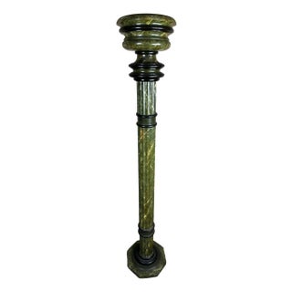 Louis XVI Style Carved Wooden Halogen Column Floor Lamp, 1970s For Sale