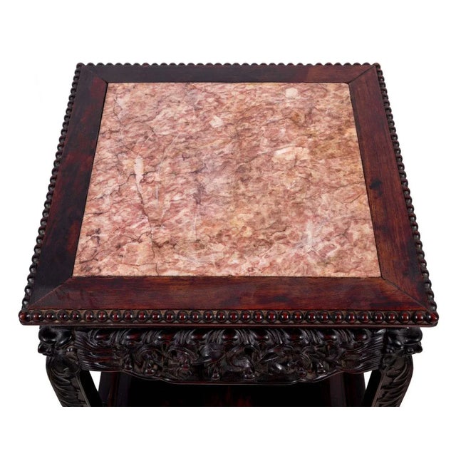 Chinese Chinese Hardwood and Marble Pedestal Table For Sale - Image 3 of 4