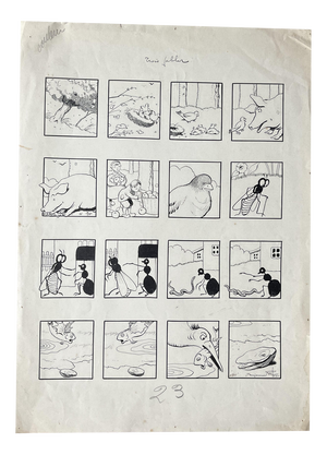 Benjamin Rabier, Three Fables, Ink Drawing