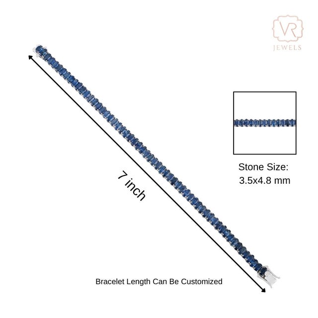 VRJewels Luxury 15.54 Carat Natural Royal Blue Sapphire Bracelet in 14k Gold For Sale - Image 12 of 17