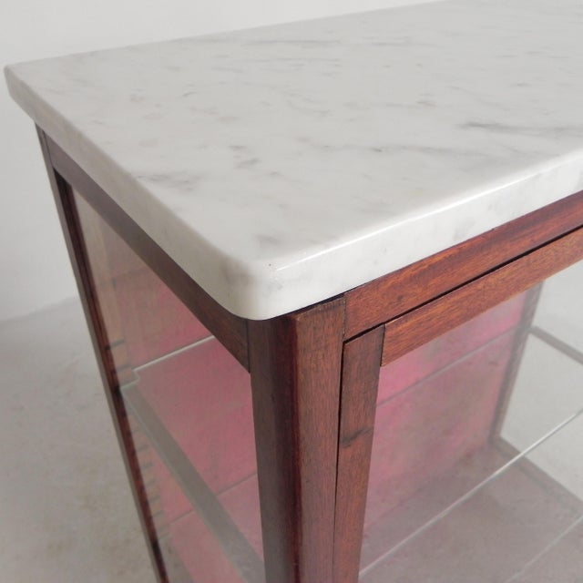 Mahogany Display Cabinet with Marble Top, 1920s For Sale - Image 17 of 18