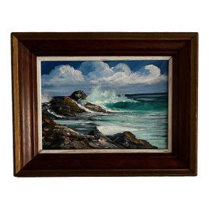 Vintage 1977 Framed Seascape Oil Painting