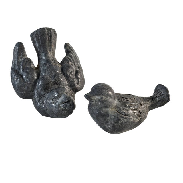 Iron Bird Figures Sparrows Paperweights Set of 2 For Sale - Image 4 of 9