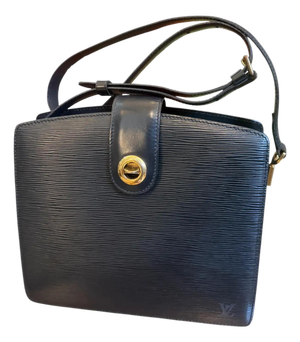 A 1993 Vintage Louis Vuitton Black Epi Leather Capucines Shoulder Bag