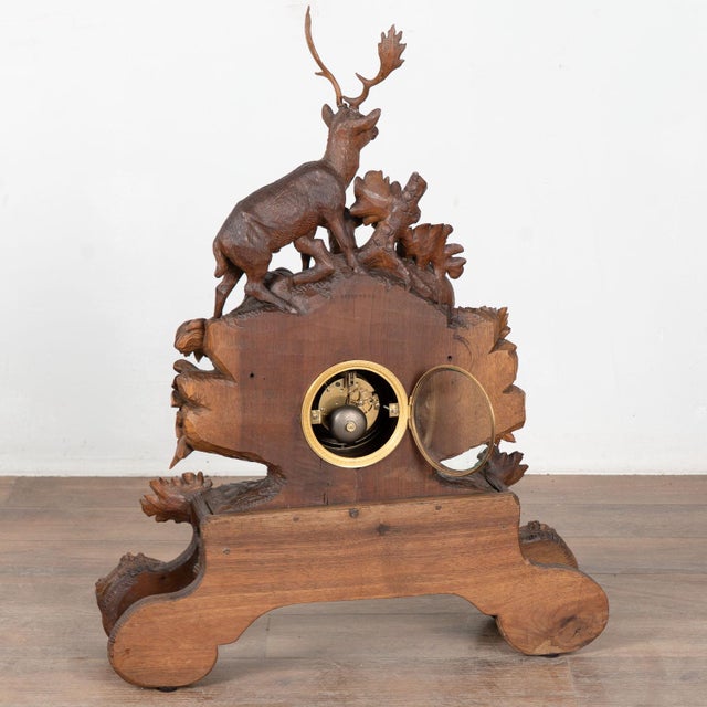 19th Century Hand Carved Black Forest Mantel Game Clock, Germany For Sale - Image 14 of 14