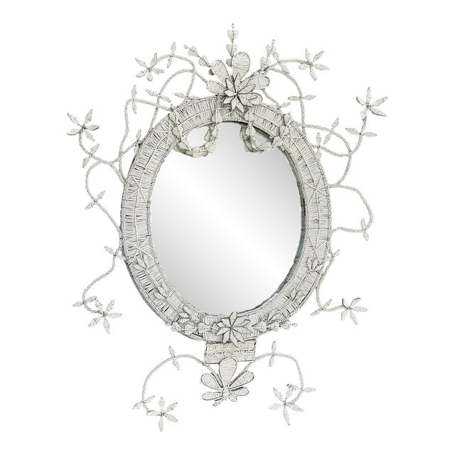 21st Century African Boho Hand Beaded Mirror For Sale