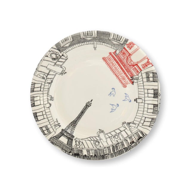 Gien Late 20th Century Gien "Ca c’est Paris" Dessert Plates, Set of 4 For Sale - Image 4 of 9
